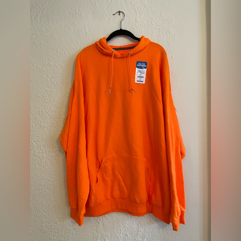 Fruit Of The Loom Eversoft Safety Orange Hoodie 3x